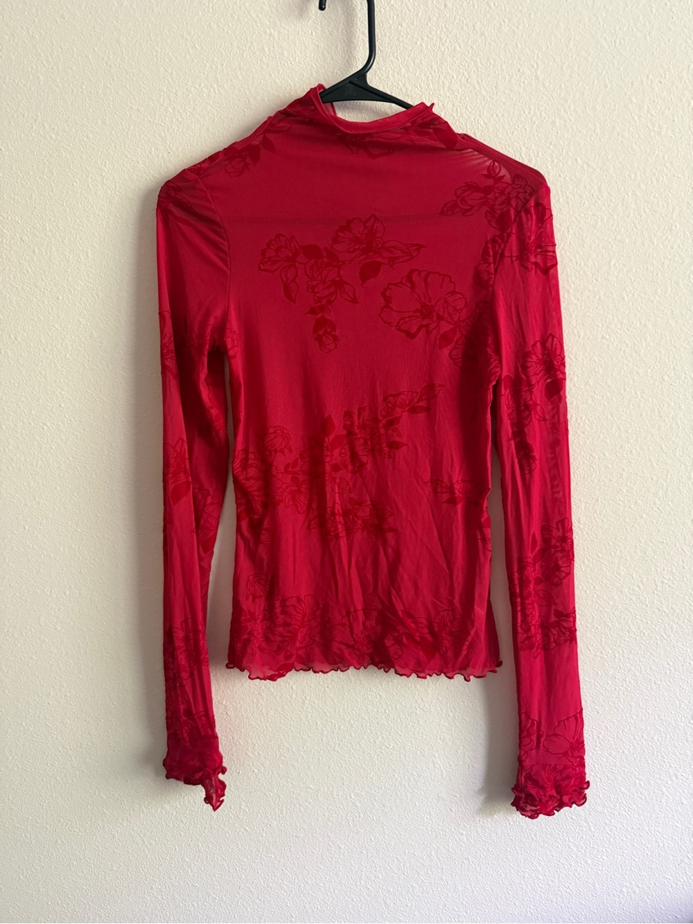 Intimately Red Floral Burnout Long-Sleeve Mesh Tee - Women